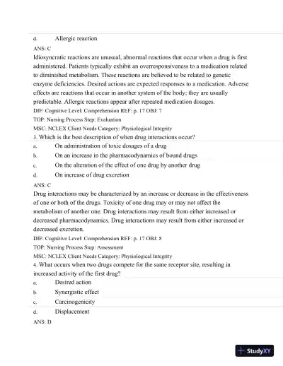 Test Bank For Basic Pharmacology For Nurses, 16e, 16th Edition - Page 11 preview image