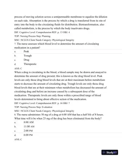 Test Bank For Basic Pharmacology For Nurses, 16e, 16th Edition - Page 13 preview image