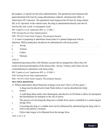 Test Bank For Basic Pharmacology For Nurses, 16e, 16th Edition - Page 16 preview image