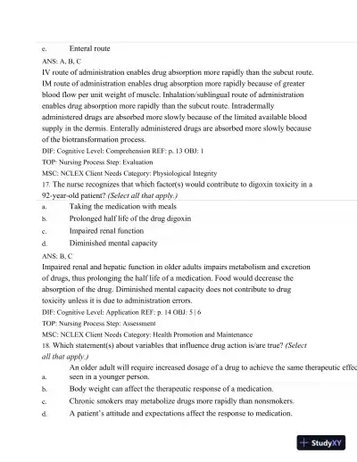 Test Bank For Basic Pharmacology For Nurses, 16e, 16th Edition - Page 18 preview image