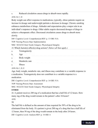 Test Bank For Basic Pharmacology For Nurses, 16e, 16th Edition - Page 19 preview image