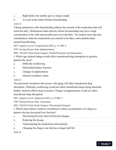 Test Bank For Basic Pharmacology For Nurses, 16e, 16th Edition - Page 23 preview image