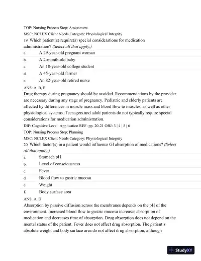 Test Bank For Basic Pharmacology For Nurses, 16e, 16th Edition - Page 29 preview image
