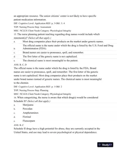 Test Bank For Basic Pharmacology For Nurses, 16e, 16th Edition - Page 9 preview image