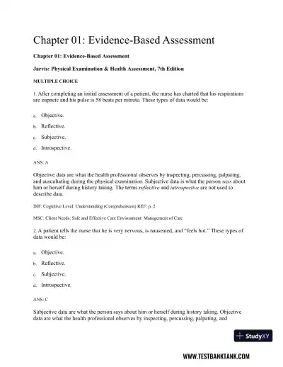 Physical Examination and Health Assessment 8th Edition Test Bank - Page 1 preview image