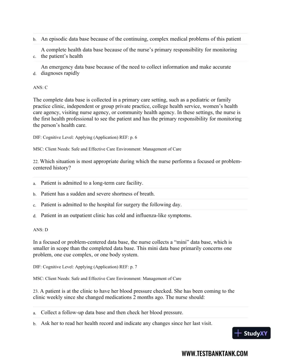 Physical Examination and Health Assessment 8th Edition Test Bank, page 11