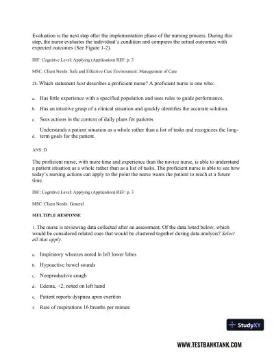 Physical Examination and Health Assessment 8th Edition Test Bank - Page 14 preview image