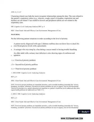 Physical Examination and Health Assessment 8th Edition Test Bank - Page 15 preview image