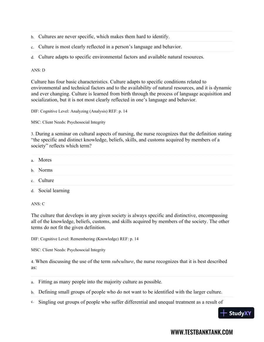Physical Examination and Health Assessment 8th Edition Test Bank, page 17