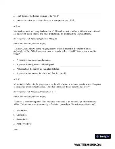 Physical Examination and Health Assessment 8th Edition Test Bank - Page 23 preview image