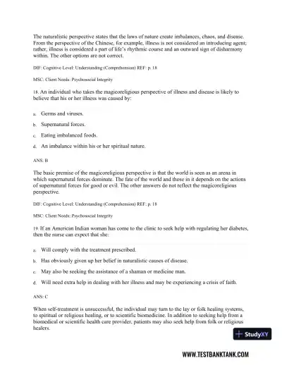 Physical Examination and Health Assessment 8th Edition Test Bank - Page 24 preview image