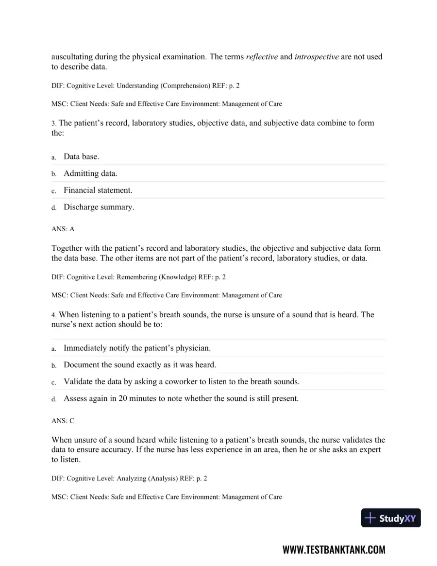 Physical Examination and Health Assessment 8th Edition Test Bank, page 3