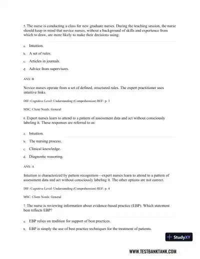 Physical Examination and Health Assessment 8th Edition Test Bank - Page 4 preview image