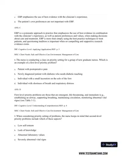 Physical Examination and Health Assessment 8th Edition Test Bank - Page 5 preview image