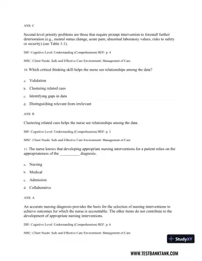 Physical Examination and Health Assessment 8th Edition Test Bank - Page 6 preview image