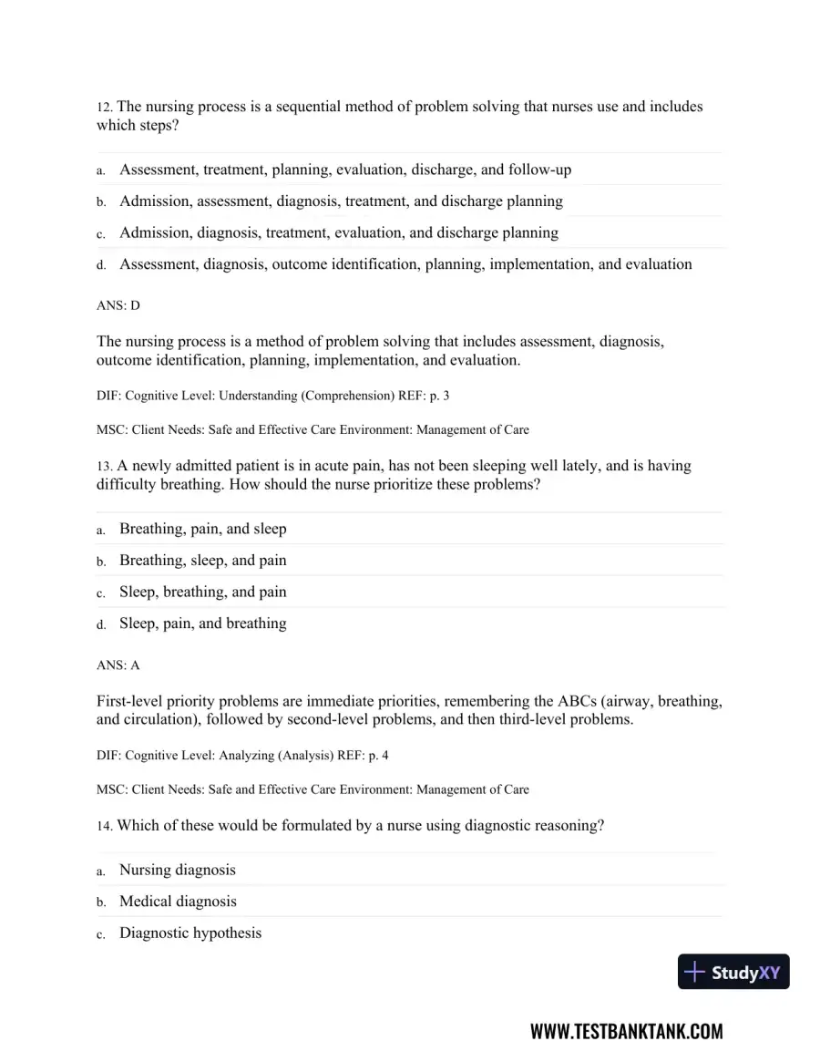 Physical Examination and Health Assessment 8th Edition Test Bank, page 7