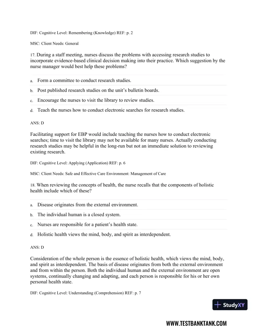 Physical Examination and Health Assessment 8th Edition Test Bank, page 9