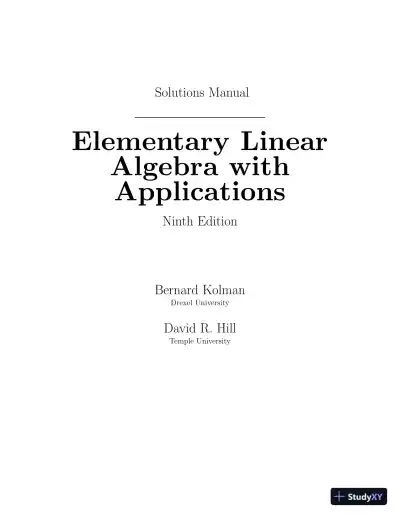 Solution Manual for Elementary Linear Algebra with Applications (Classic Version), 9th Edition - Page 1 preview image