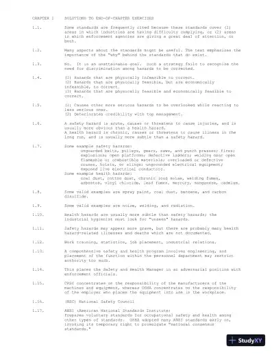 Solution Manual for Industrial Safety and Health Management, 7th Edition - Page 1 preview image
