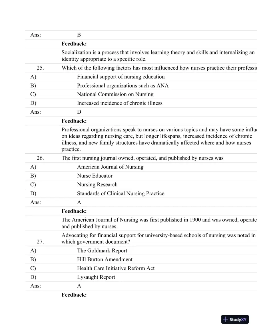 Test Bank For Fundamentals Of Nursing: Human Health And Function (Craven, Fundamentals Of Nursing: Human Health And Function), 7th Edition, page 11