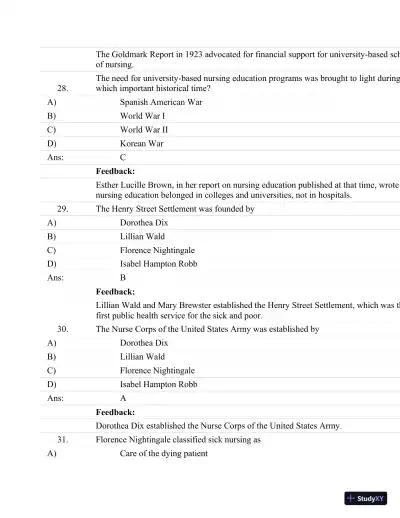Test Bank For Fundamentals Of Nursing: Human Health And Function (Craven, Fundamentals Of Nursing: Human Health And Function), 7th Edition - Page 12 preview image