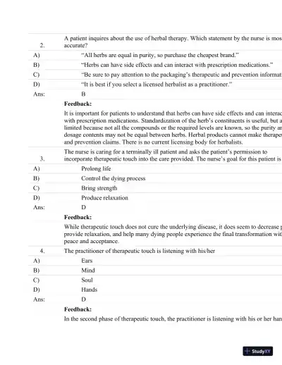 Test Bank For Fundamentals Of Nursing: Human Health And Function (Craven, Fundamentals Of Nursing: Human Health And Function), 7th Edition - Page 14 preview image