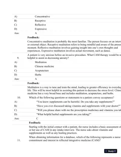Test Bank For Fundamentals Of Nursing: Human Health And Function (Craven, Fundamentals Of Nursing: Human Health And Function), 7th Edition - Page 16 preview image