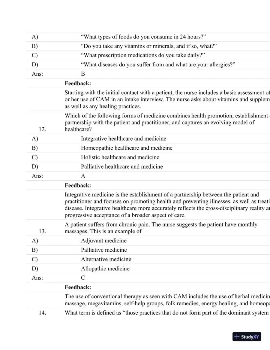 Test Bank For Fundamentals Of Nursing: Human Health And Function (Craven, Fundamentals Of Nursing: Human Health And Function), 7th Edition, page 17