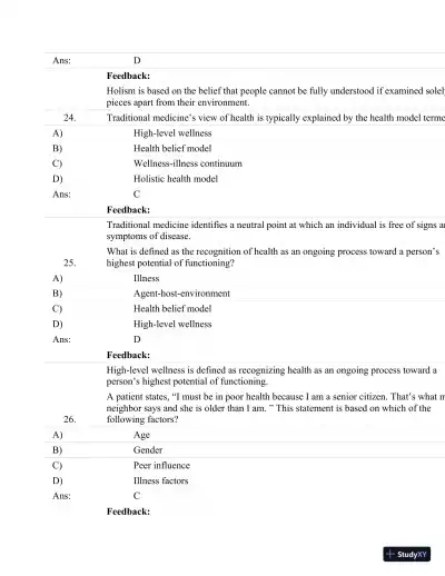 Test Bank For Fundamentals Of Nursing: Human Health And Function (Craven, Fundamentals Of Nursing: Human Health And Function), 7th Edition - Page 21 preview image