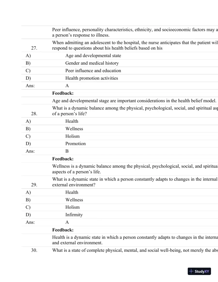 Test Bank For Fundamentals Of Nursing: Human Health And Function (Craven, Fundamentals Of Nursing: Human Health And Function), 7th Edition, page 22