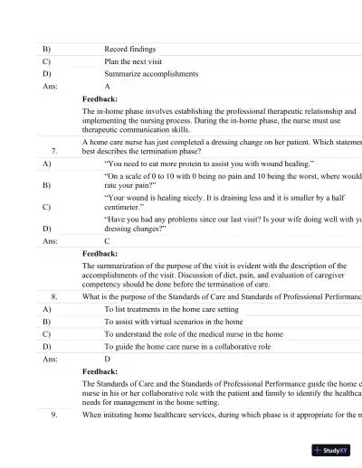 Test Bank For Fundamentals Of Nursing: Human Health And Function (Craven, Fundamentals Of Nursing: Human Health And Function), 7th Edition - Page 26 preview image