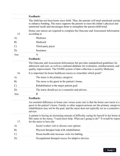 Test Bank For Fundamentals Of Nursing: Human Health And Function (Craven, Fundamentals Of Nursing: Human Health And Function), 7th Edition - Page 29 preview image