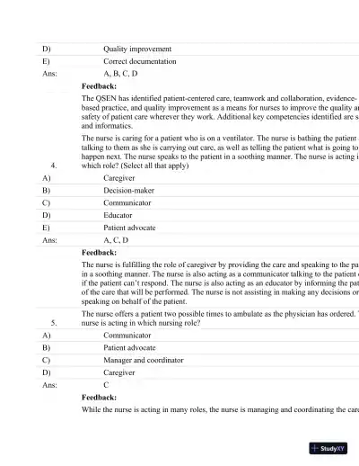 Test Bank For Fundamentals Of Nursing: Human Health And Function (Craven, Fundamentals Of Nursing: Human Health And Function), 7th Edition - Page 3 preview image