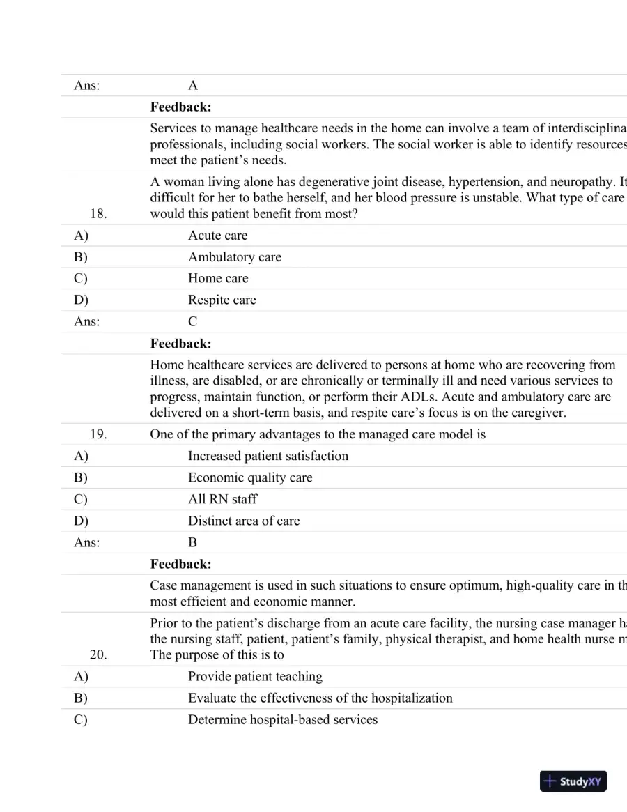 Test Bank For Fundamentals Of Nursing: Human Health And Function (Craven, Fundamentals Of Nursing: Human Health And Function), 7th Edition, page 30