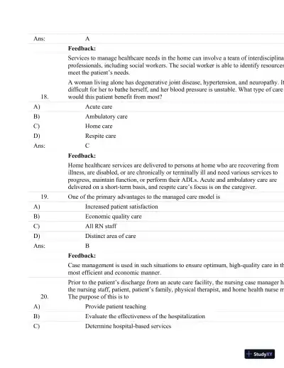 Test Bank For Fundamentals Of Nursing: Human Health And Function (Craven, Fundamentals Of Nursing: Human Health And Function), 7th Edition - Page 30 preview image