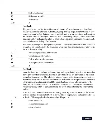 Test Bank For Fundamentals Of Nursing: Human Health And Function (Craven, Fundamentals Of Nursing: Human Health And Function), 7th Edition - Page 6 preview image