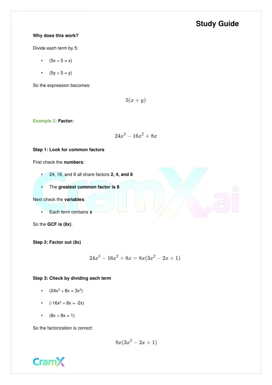 Algebra II - Factoring Polynomials, page 2