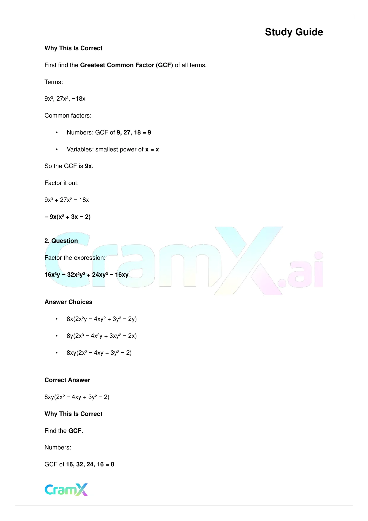 Algebra II - Factoring Polynomials - Page 4 preview image