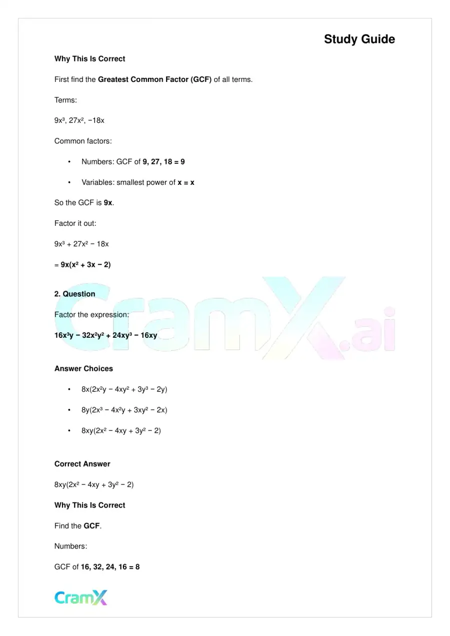 Algebra II - Factoring Polynomials, page 4