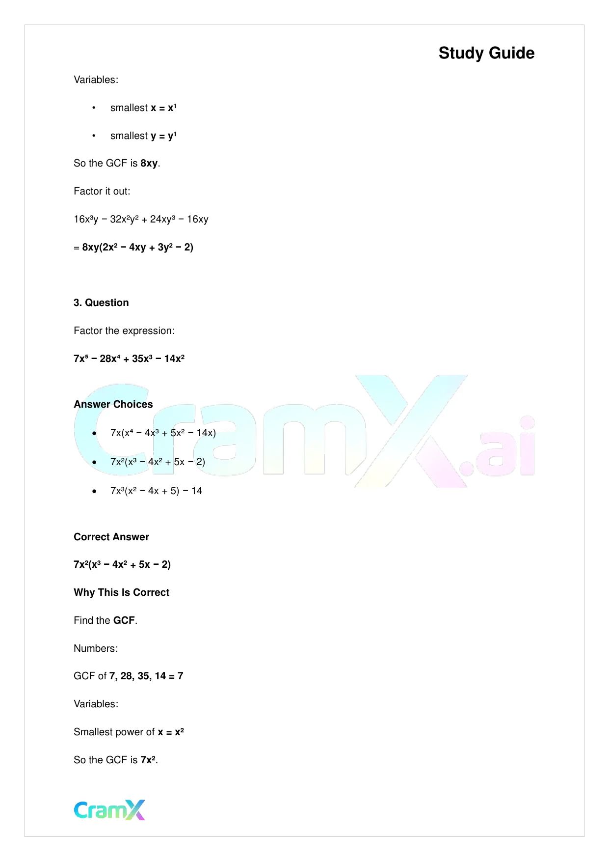 Algebra II - Factoring Polynomials - Page 5 preview image