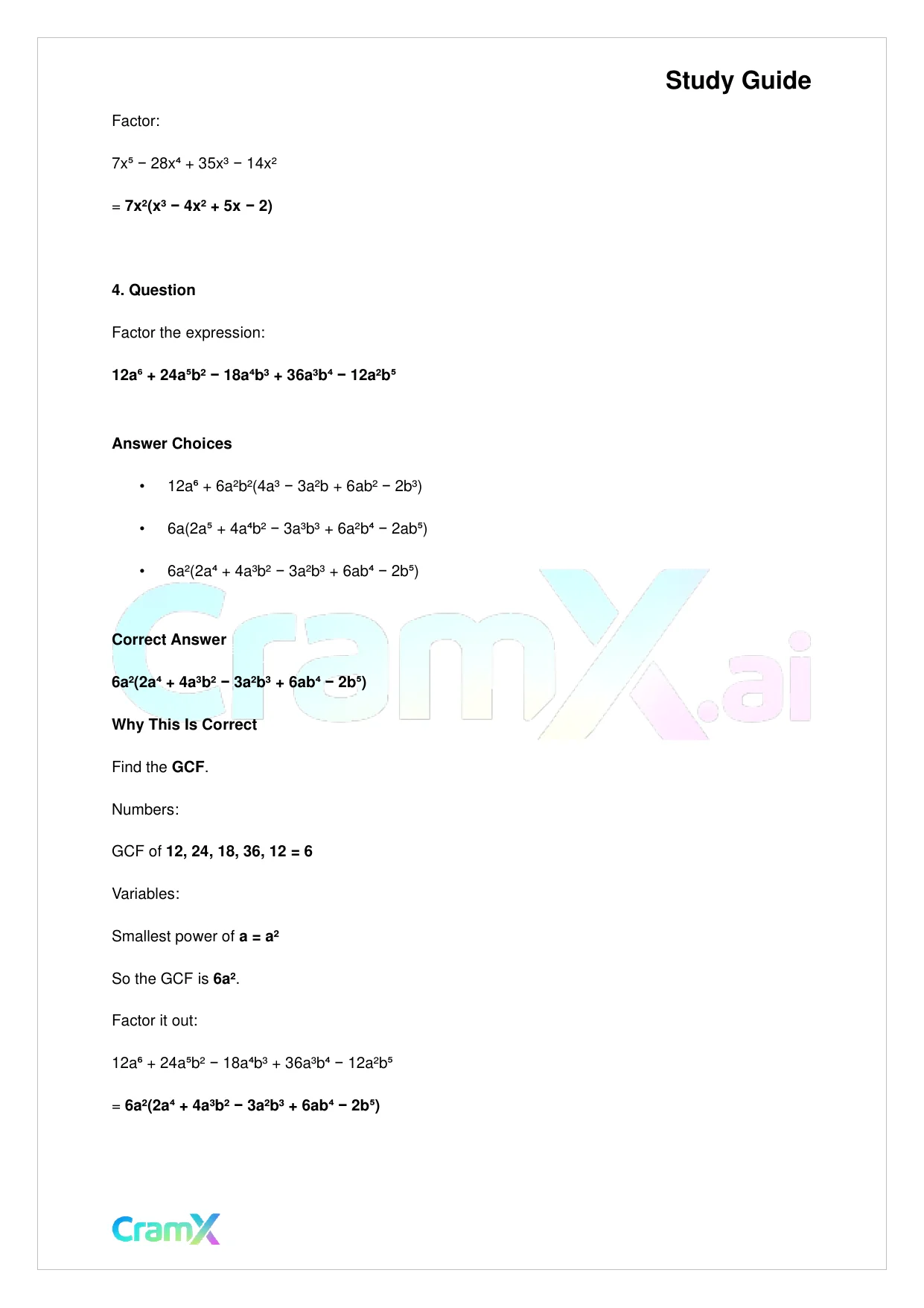 Algebra II - Factoring Polynomials - Page 6 preview image