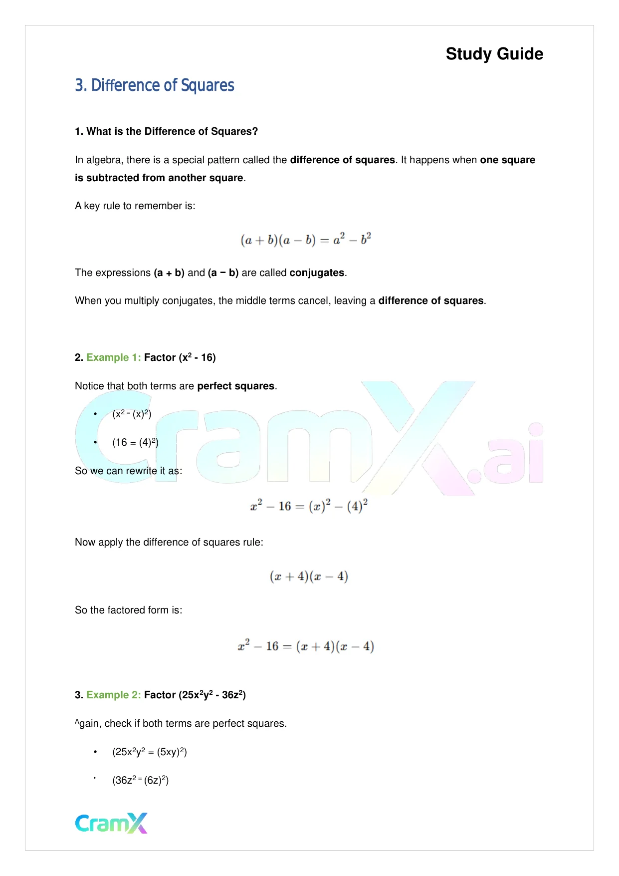 Algebra II - Factoring Polynomials - Page 7 preview image