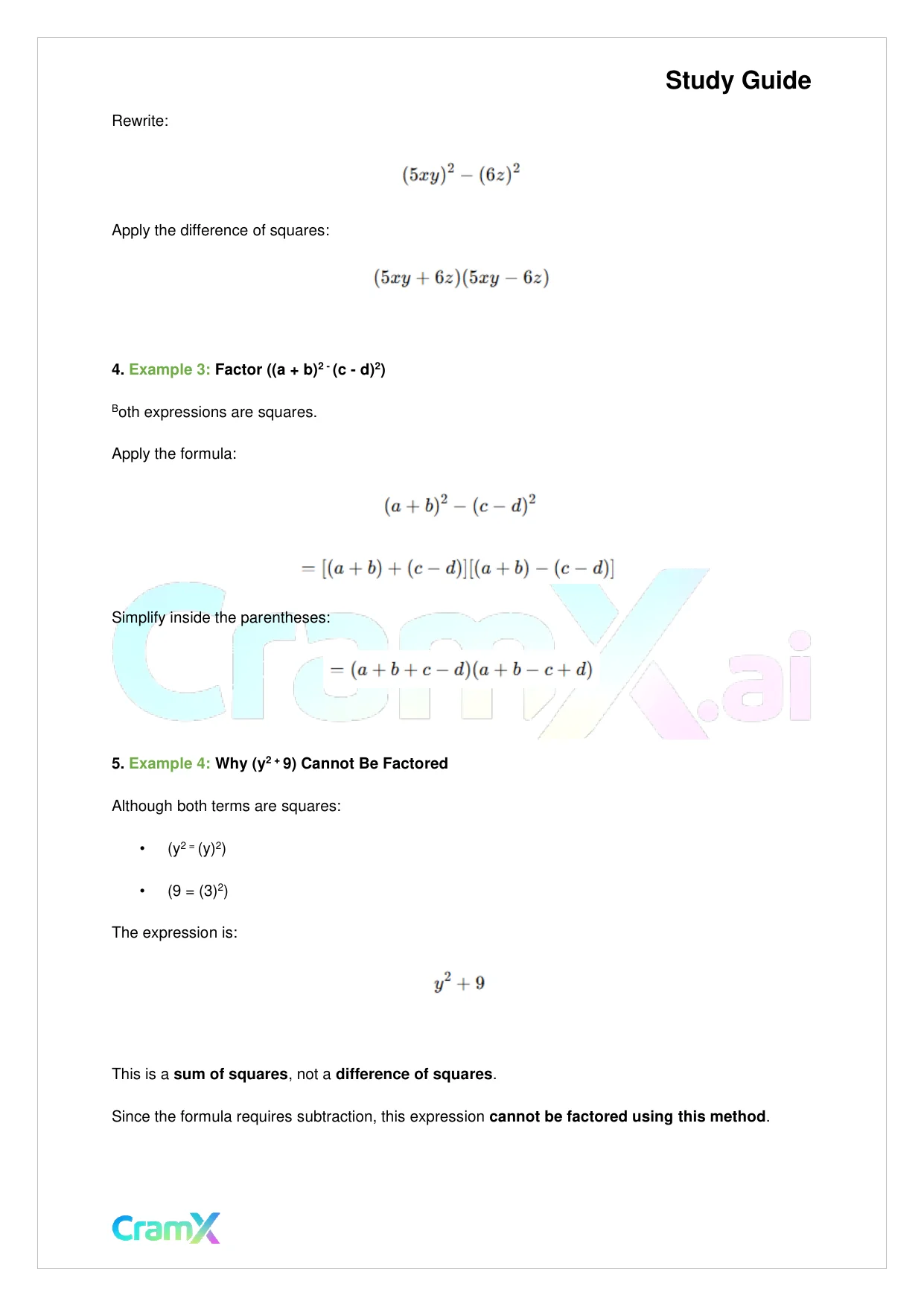 Algebra II - Factoring Polynomials - Page 8 preview image