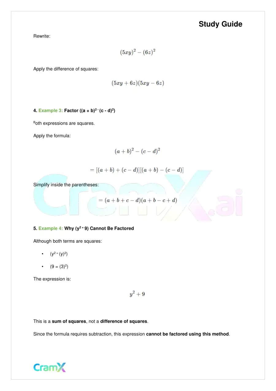 Algebra II - Factoring Polynomials, page 8