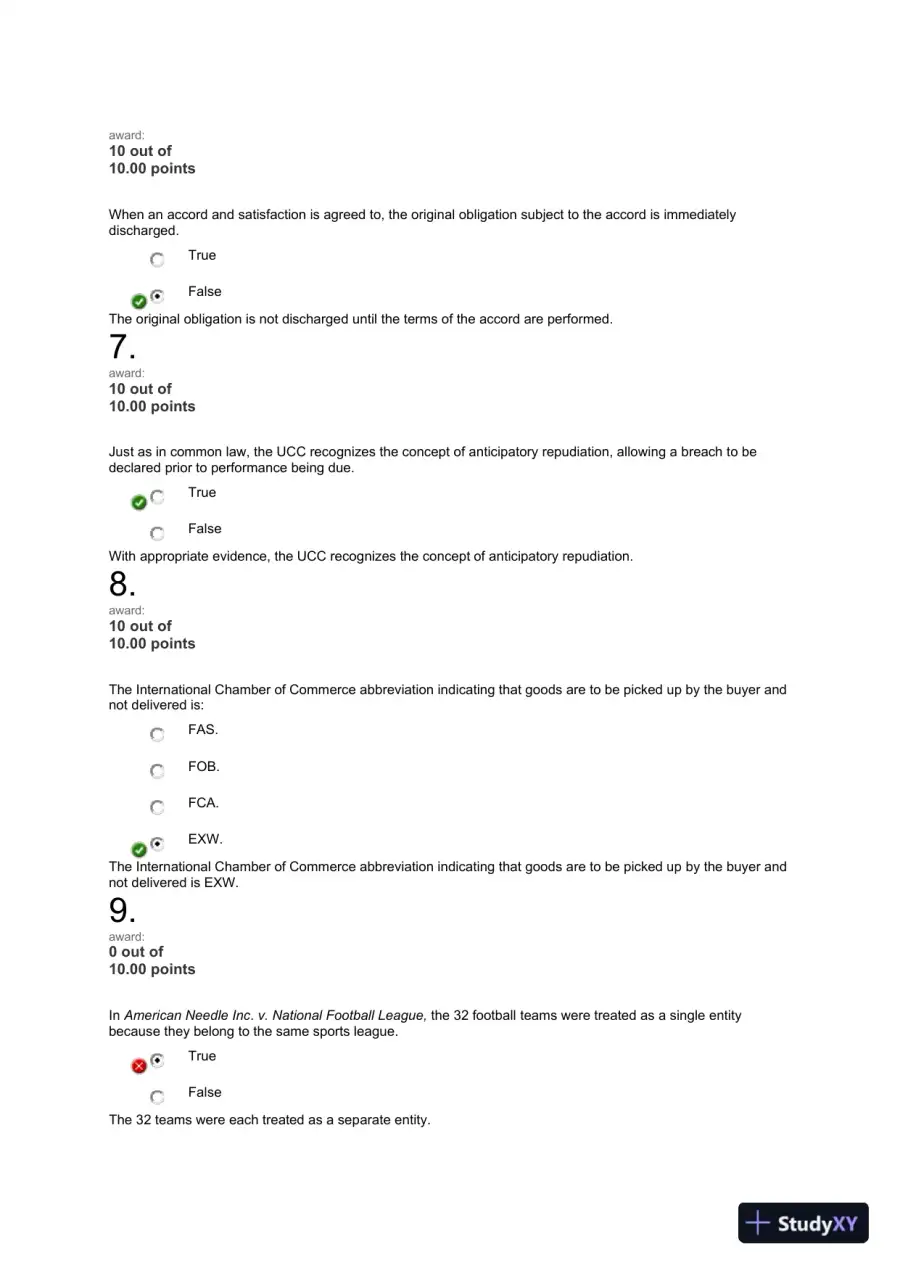 Liberty University BUSI 301 Quiz 2 Exam correct answers over 300 questions, page 10