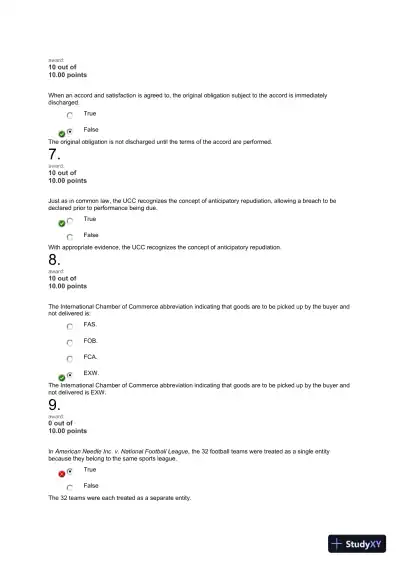 Liberty University BUSI 301 Quiz 2 Exam correct answers over 300 questions - Page 10 preview image