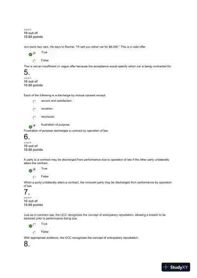 Liberty University BUSI 301 Quiz 2 Exam correct answers over 300 questions - Page 12 preview image