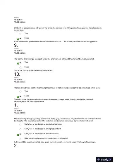 Liberty University BUSI 301 Quiz 2 Exam correct answers over 300 questions - Page 13 preview image