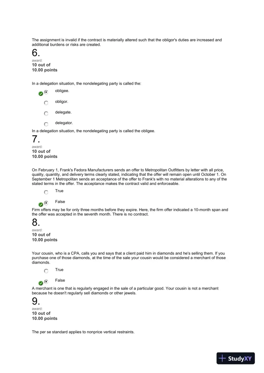 Liberty University BUSI 301 Quiz 2 Exam correct answers over 300 questions, page 15
