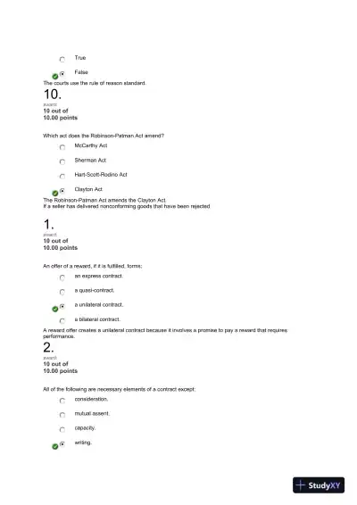 Liberty University BUSI 301 Quiz 2 Exam correct answers over 300 questions - Page 16 preview image
